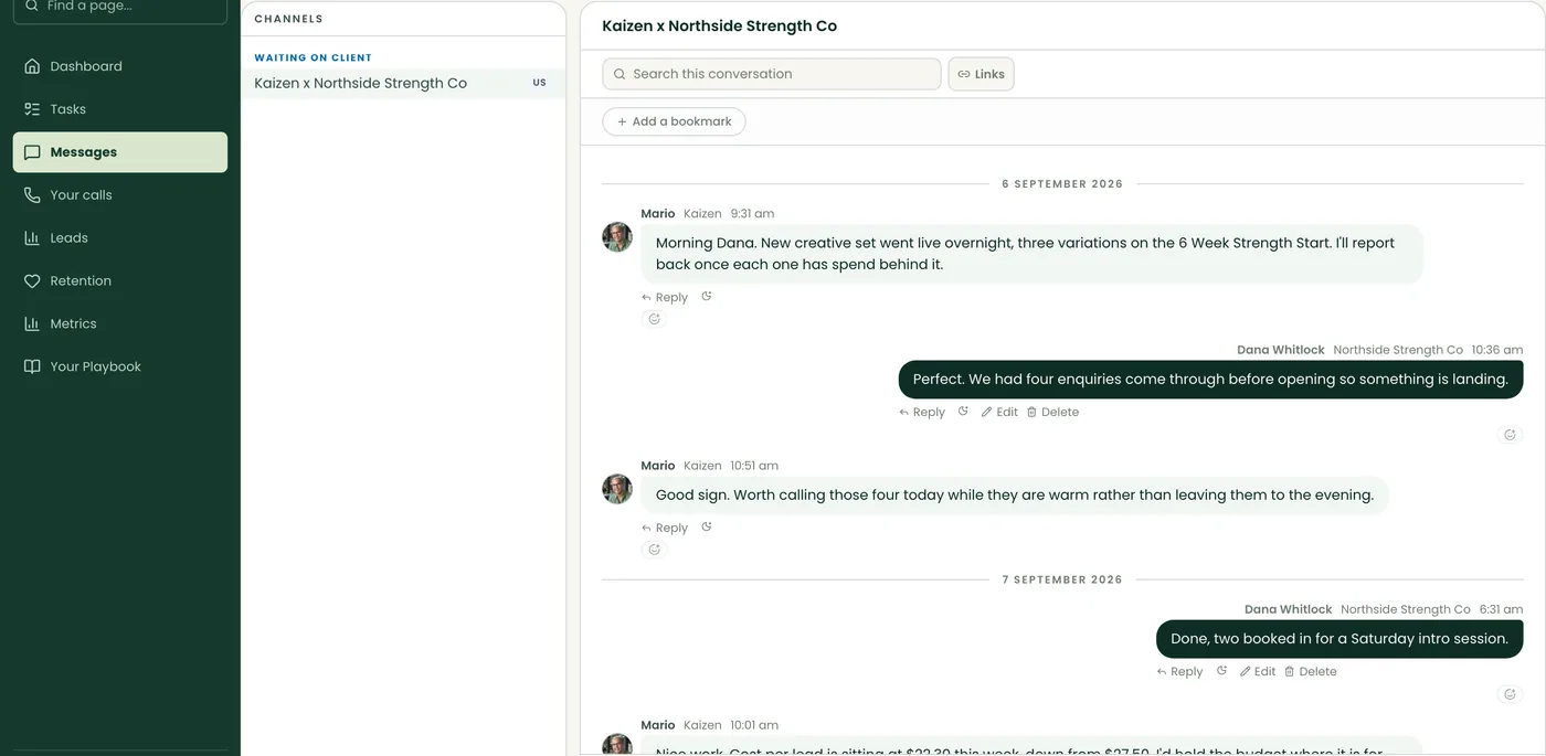 Your coaches in a chat, all day